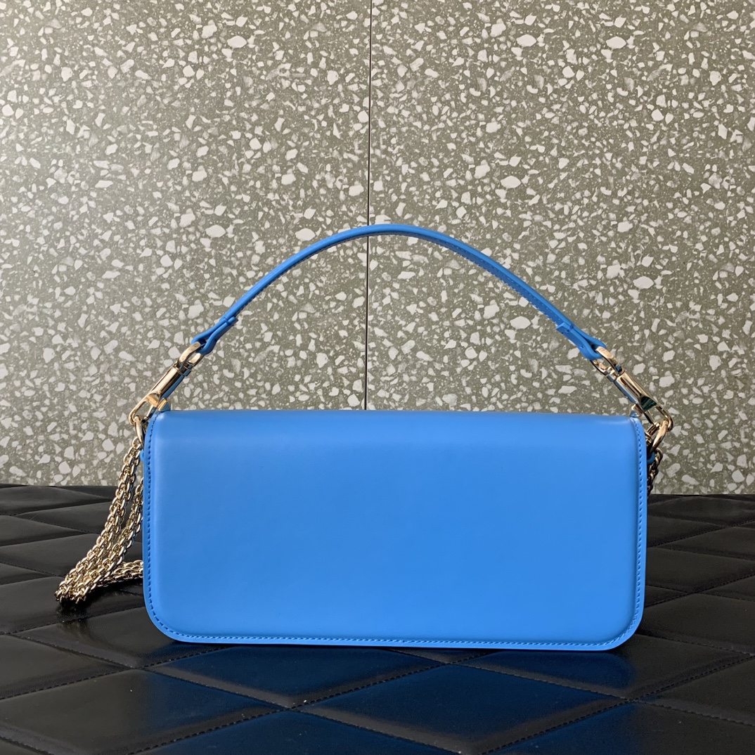 Valentino Garavani Loco Shoulder Bag in Blue Calfskin Leather